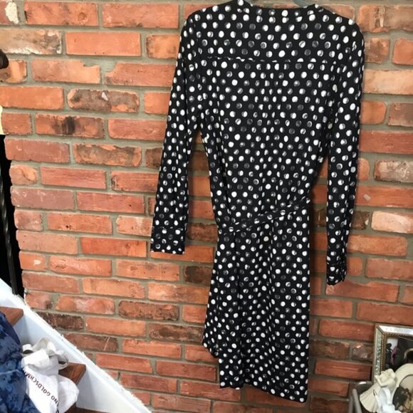 Merona NEW Polka Dot Stretch Shirt Dress Pockets Button Stretch Tunic Minimal L - Picture 4 of 16